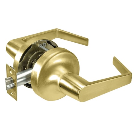 Yale Grade 2 Passage/Closet Latch Cylindrical Lock, Augusta Lever, Non-Keyed, Stn Brss Fnsh, Non-handed AU5301LN 606